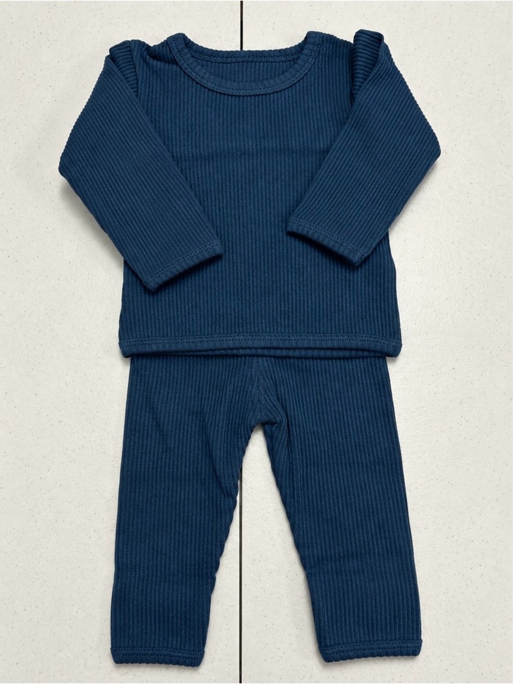 Baby Ribbed Long-Sleeve Set - Deep Navy - Picture 2 of 2